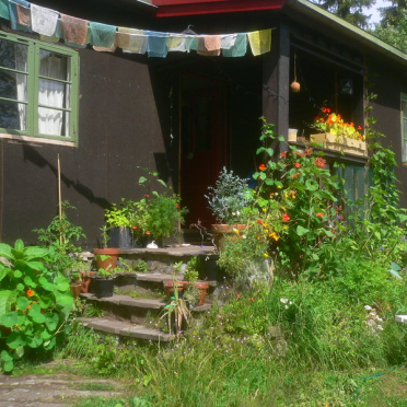 prayer flags at the cabin