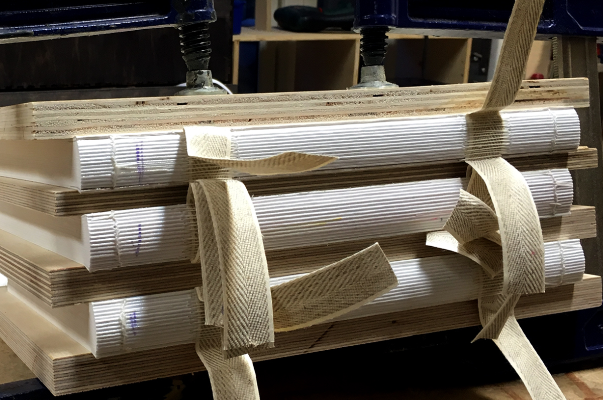 rounded, glued
