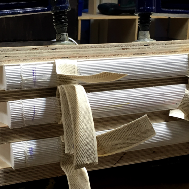 rounded, glued