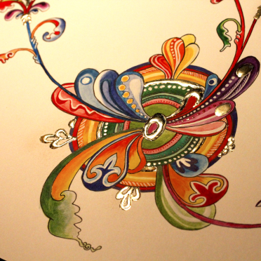 romanesque-inspired gilded doodle