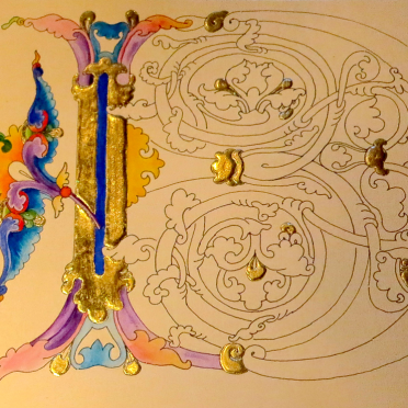 Illuminated, romanesque D